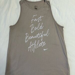 Nike Taupe Tank Top with White Script